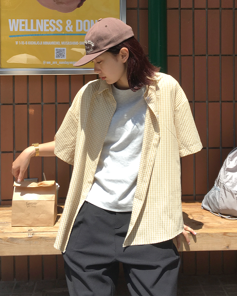 ルーズフィットチェック半袖シャツ