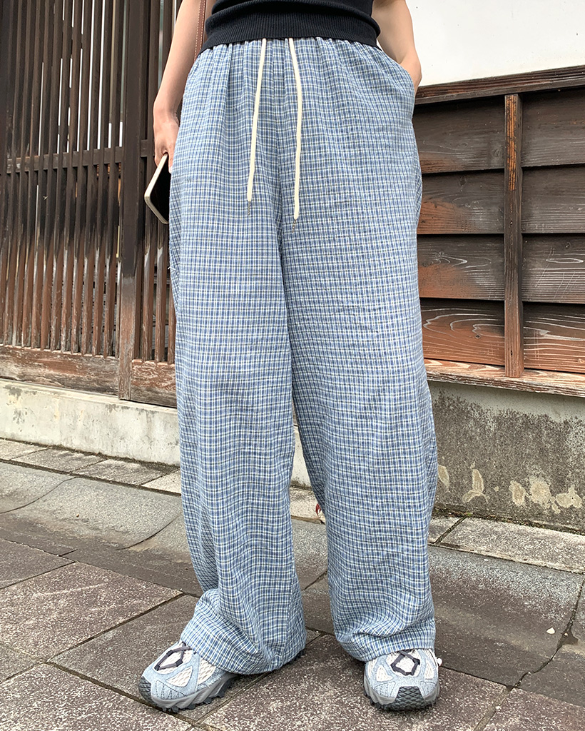 ぬーん　RIIZE popup スウェットパンツ チェックストリングスウェットパンツ | ファッション通販サイト NUGU