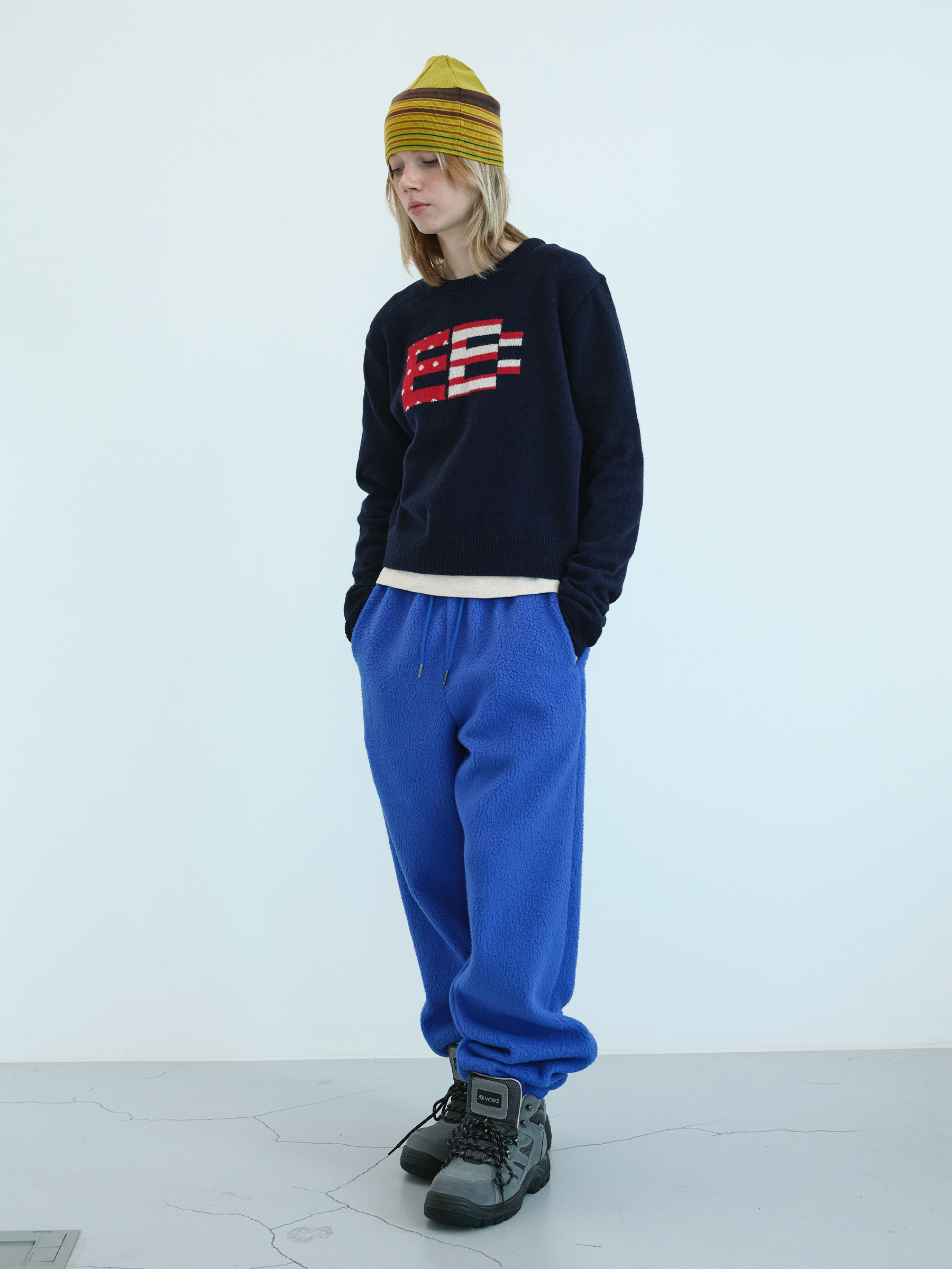 Pixel Logo Knit Sweater (Navy)