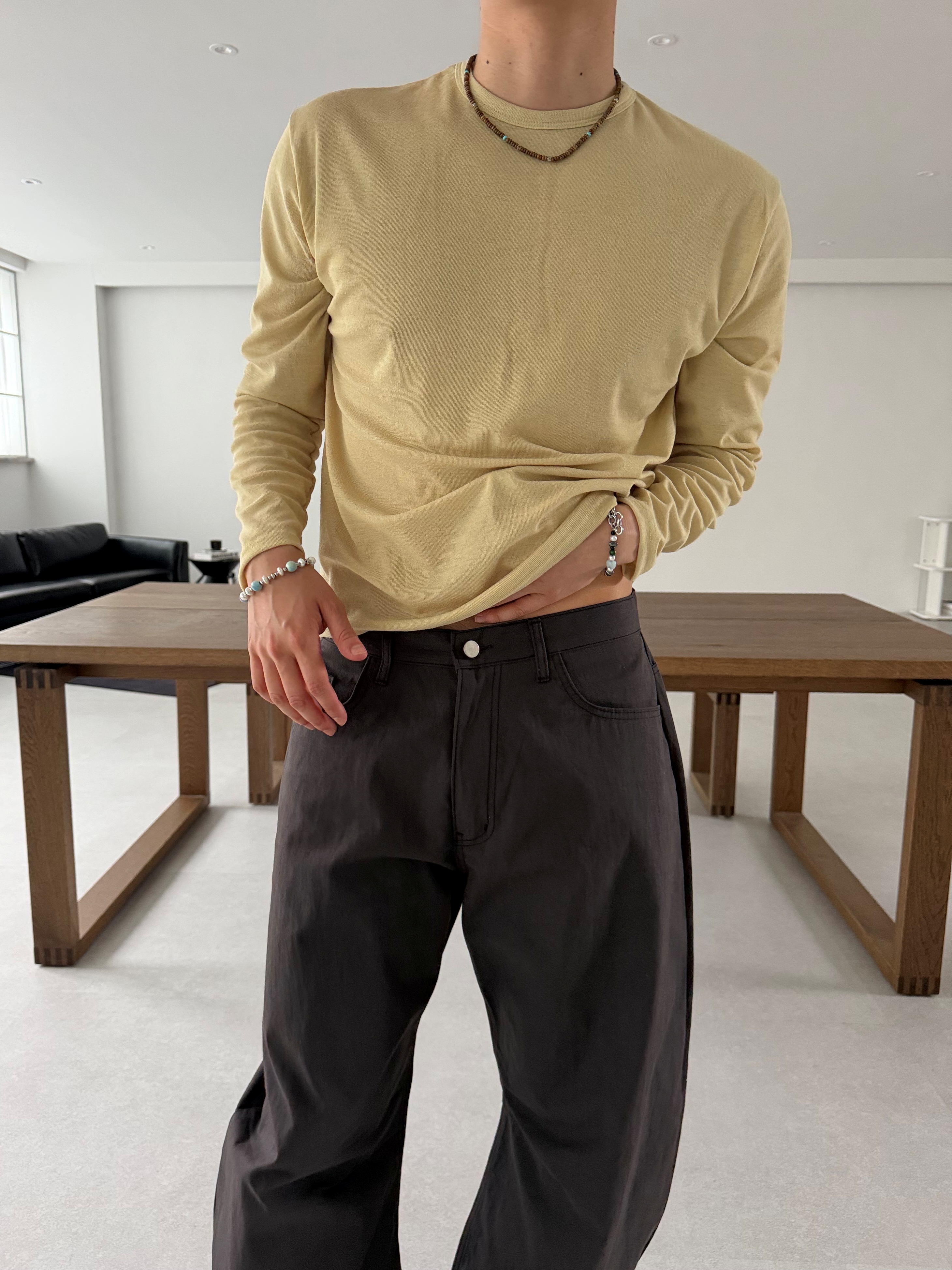 リネン長袖Tシャツ