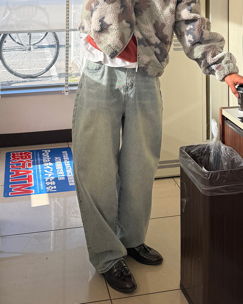 ワイド ウォッシュドデニムパンツ