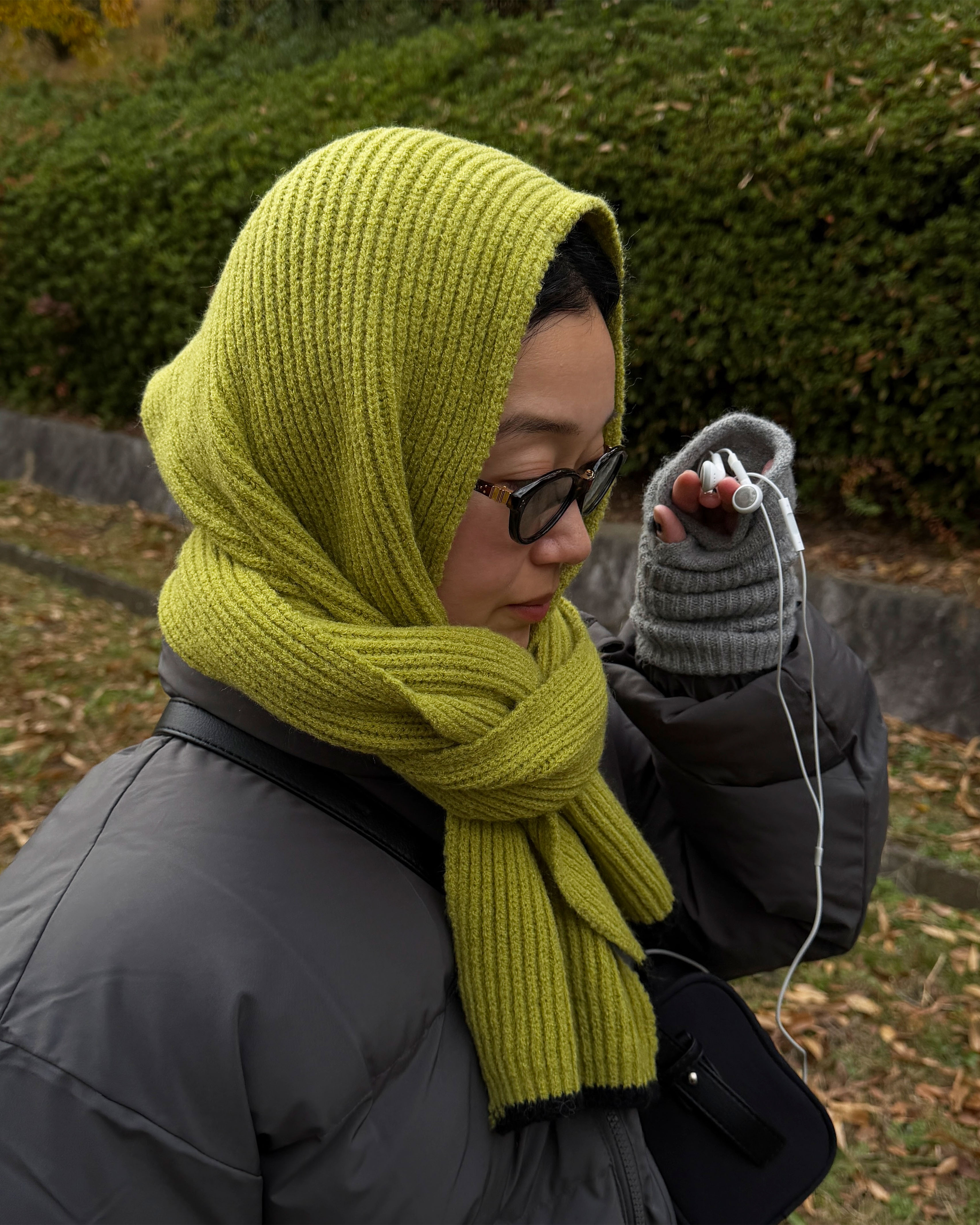 配色リブマフラー