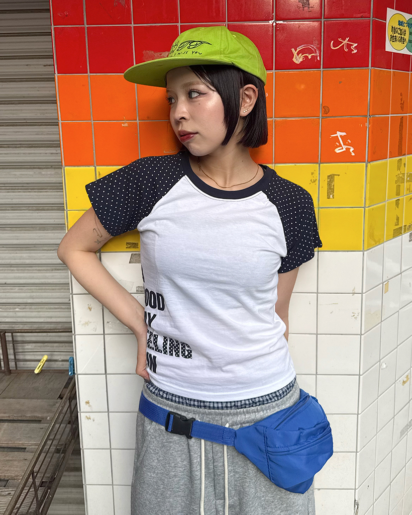 ドットラグランショートスリーブTシャツ