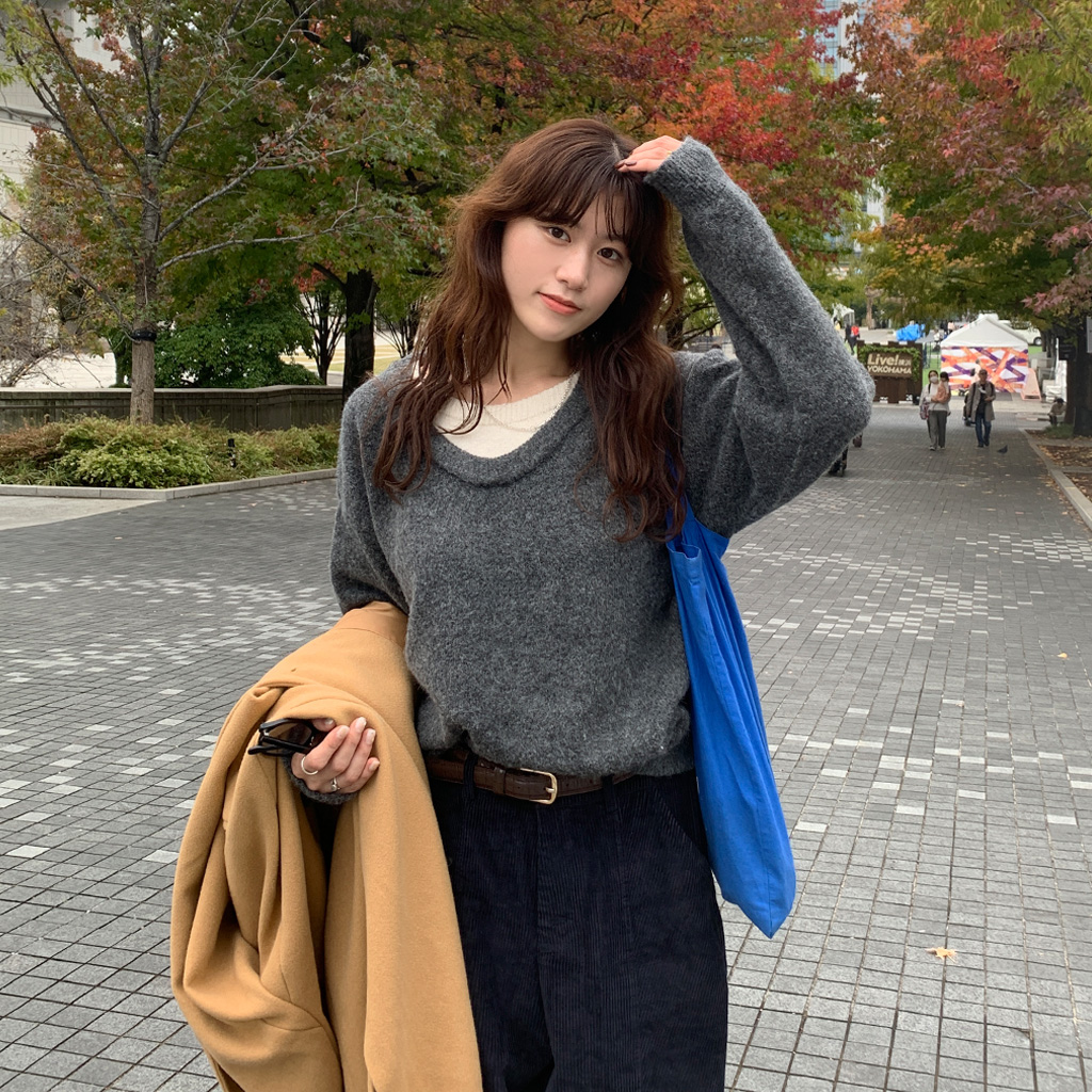 ラウンドネックレイヤードニット | ファッション通販サイト NUGU