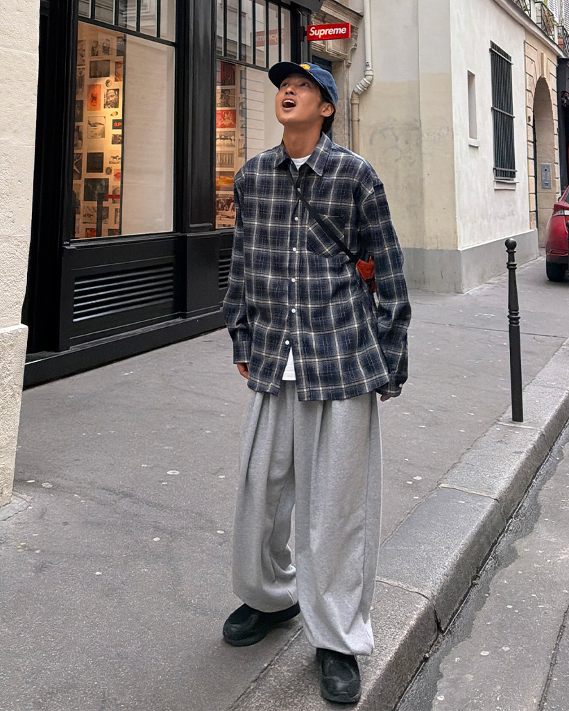 チェックポケットシャツ