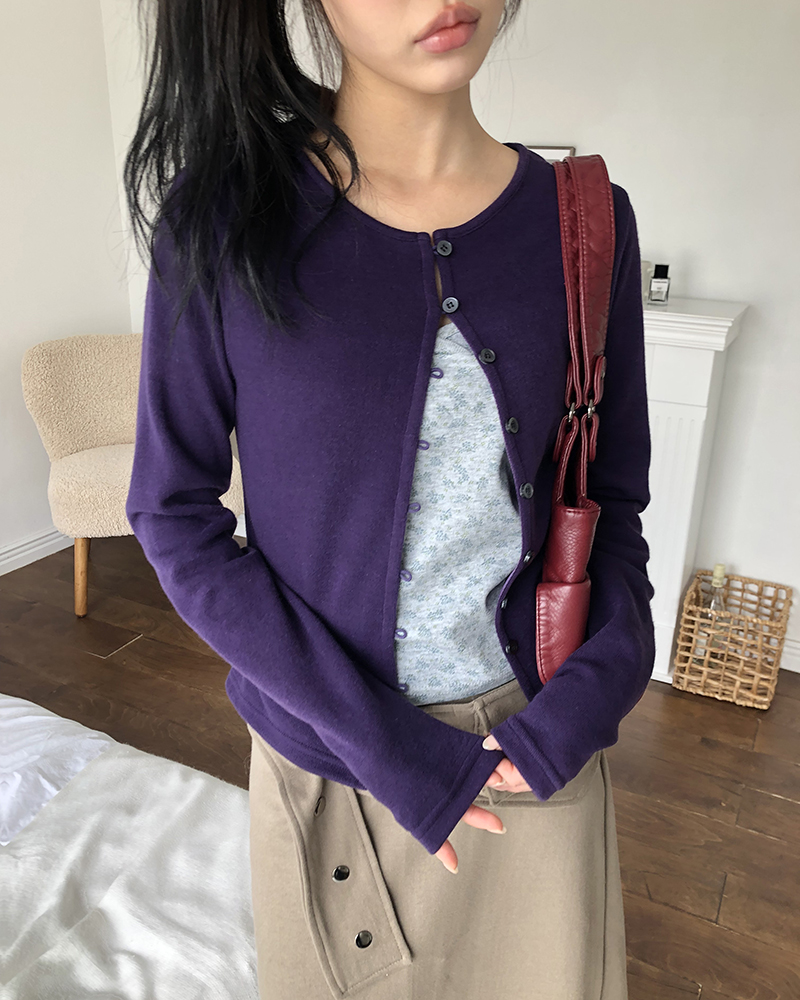 ビビッドカラーボタンウールカーディガン