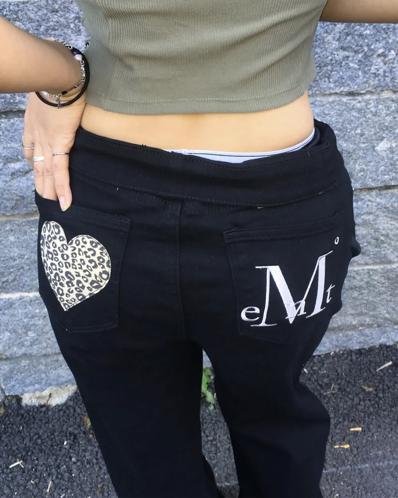 Coron Bag Leather Hopi Heart Patch Wide Cotton Pants