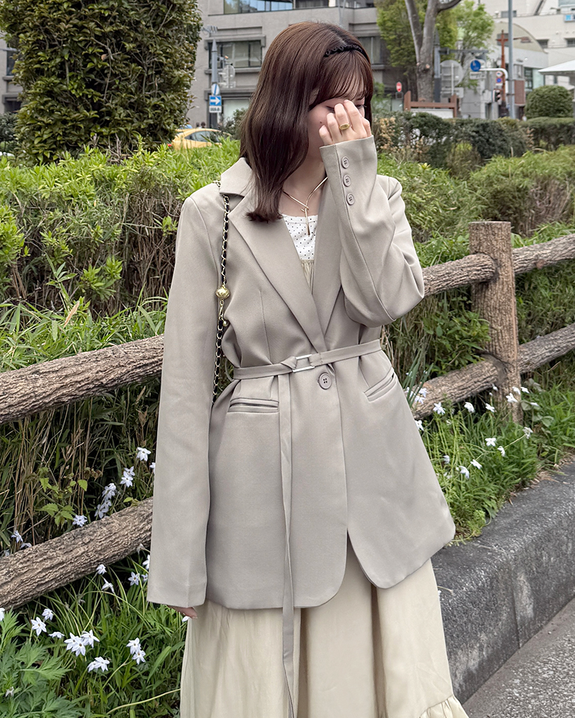 クラシックベルトセットルーズフィットジャケット