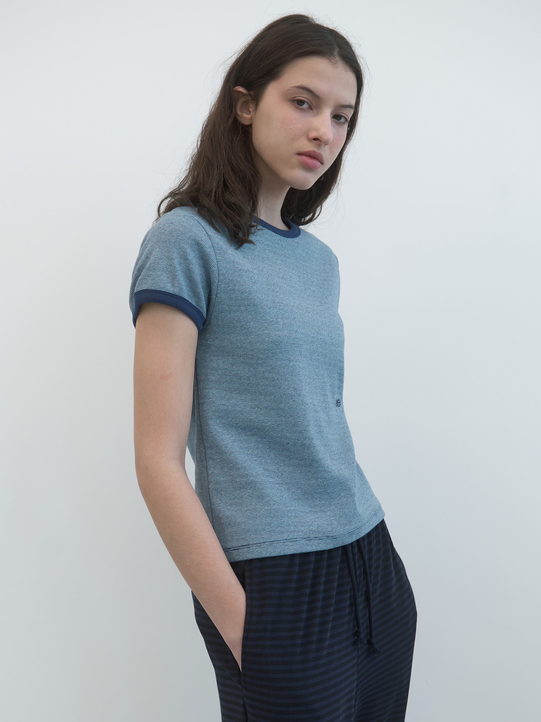 Striped Ringer T-shirt (Blue Stripe)