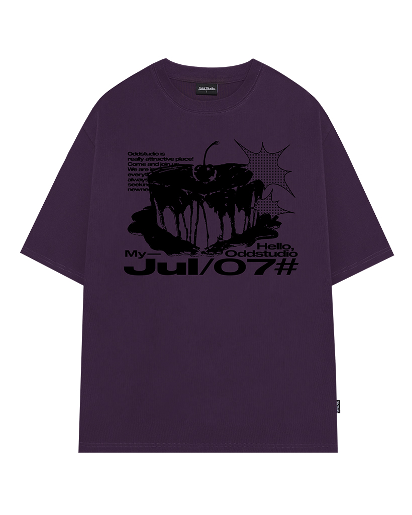 Heart Birthday Graphic Oversized Fit T-shirt - DARK PURPLE