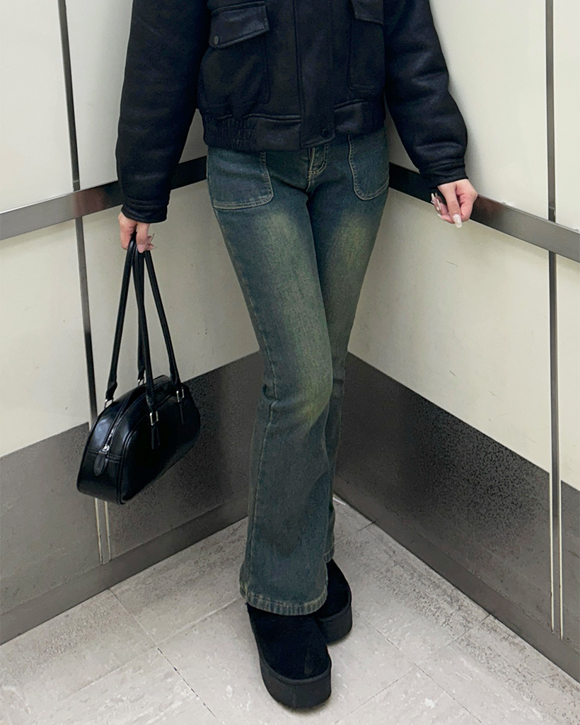 裏起毛ブーツカットデニムパンツ