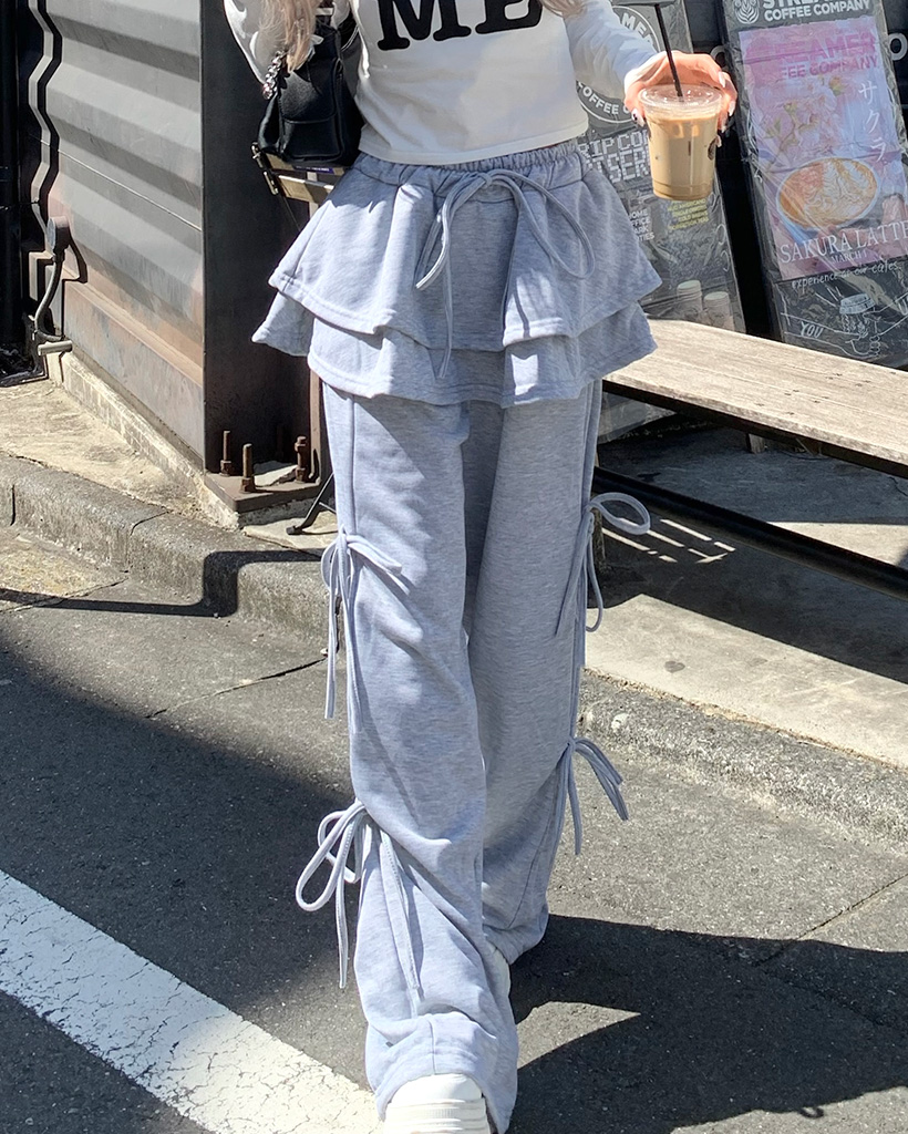ティアードサイドリボンスウェットパンツ | ファッション通販