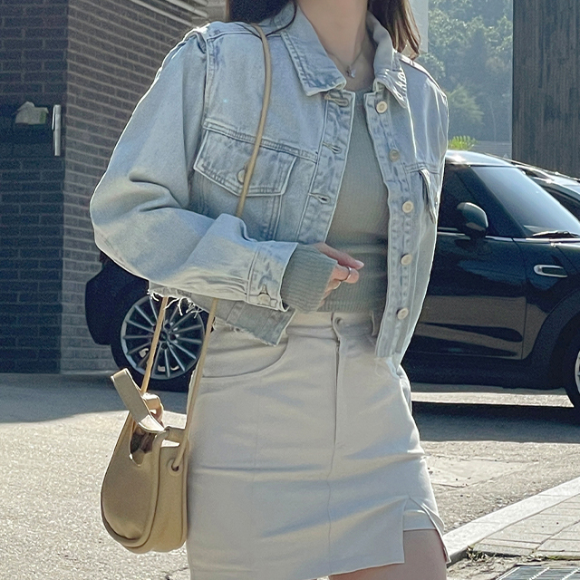 クロップドデニムジャケット(2color) | ファッション通販サイト NUGU