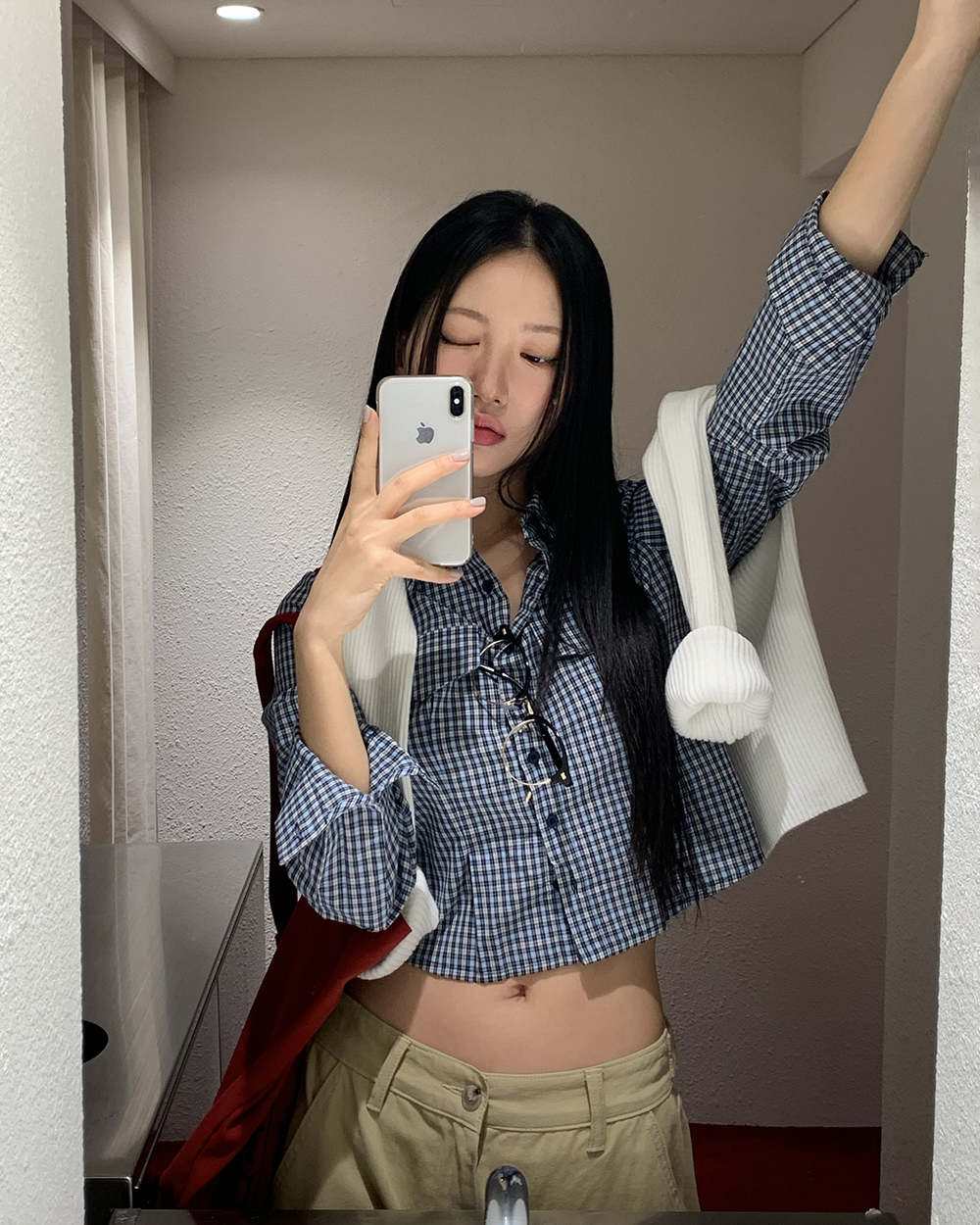 [ORIGINAL] ライク チェッククロップポケットシャツ