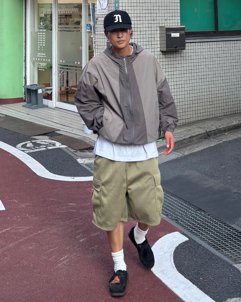 【HUECLOSET】★送料・関税込★ジッパーバミューダパンツ セール】ワイドハーフパンツ / バミューダパンツ（カーゴパンツ