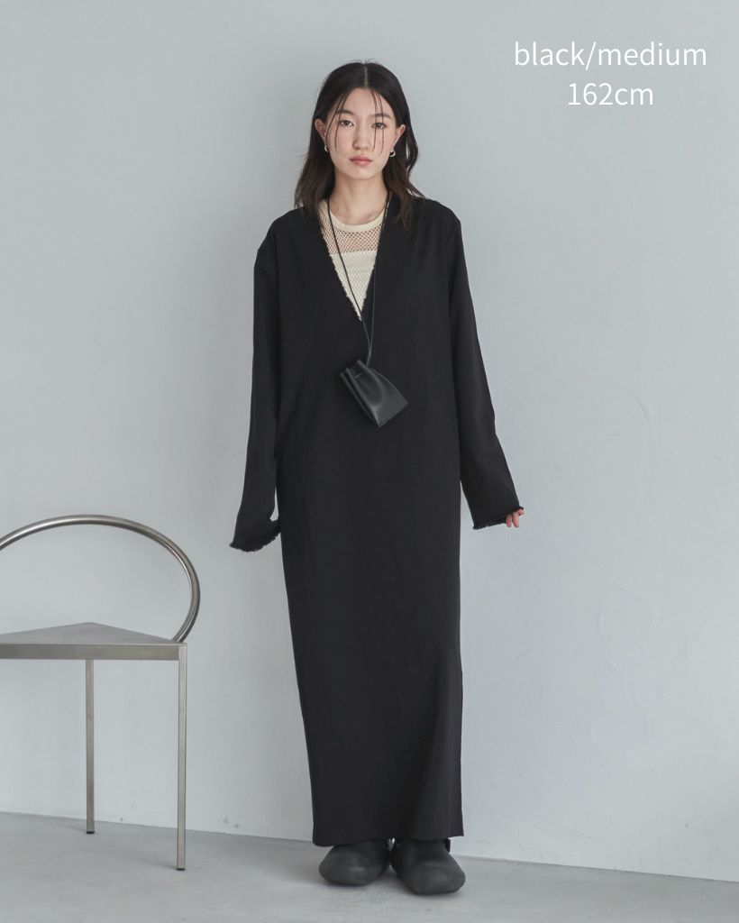 TALLサイズあり】ディープVネックペンシルロングワンピース