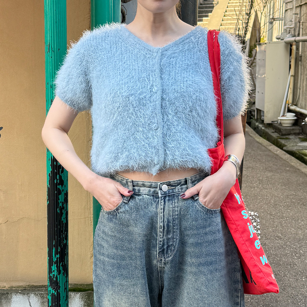 シャギーハーフスリーブカーディガン | ファッション通販サイト NUGU