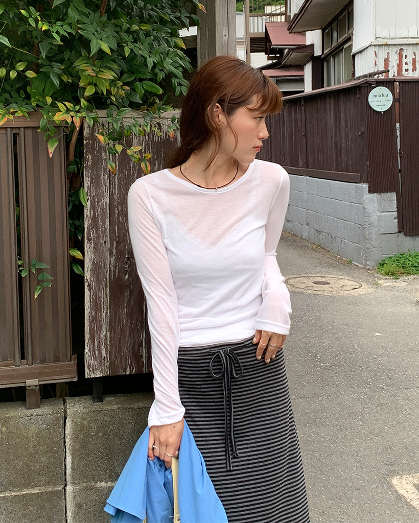 ラウンドネックテンセルTシャツ