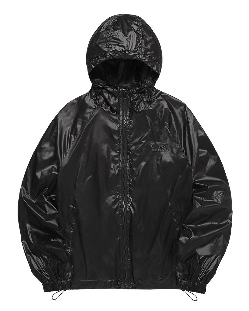 Glossy Raglan Windbreaker - black