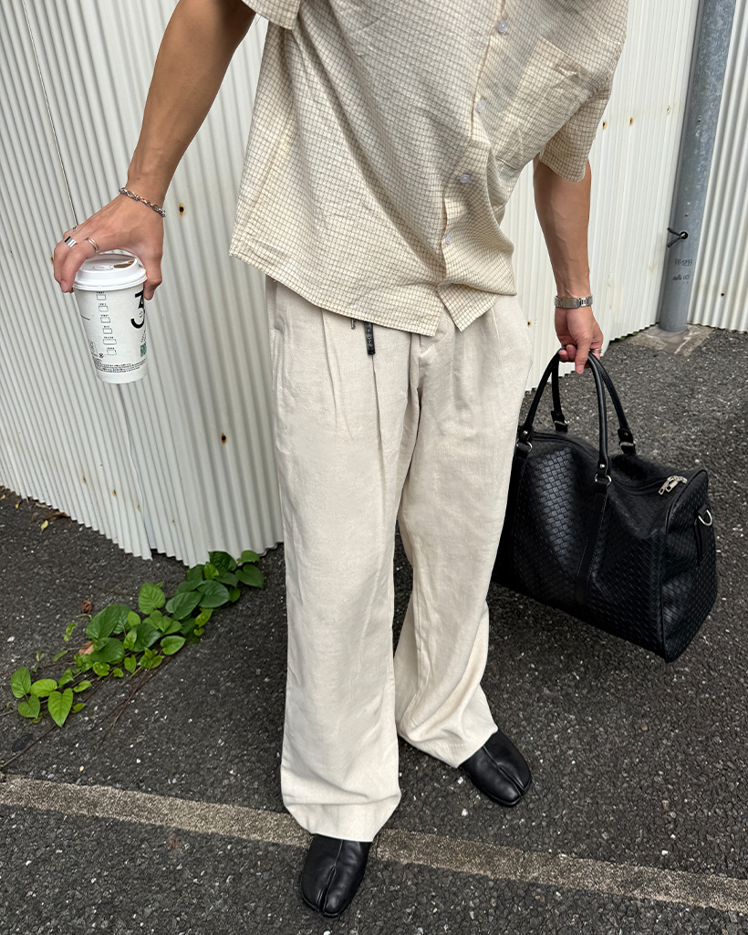 リネンツータックワイドスラックス