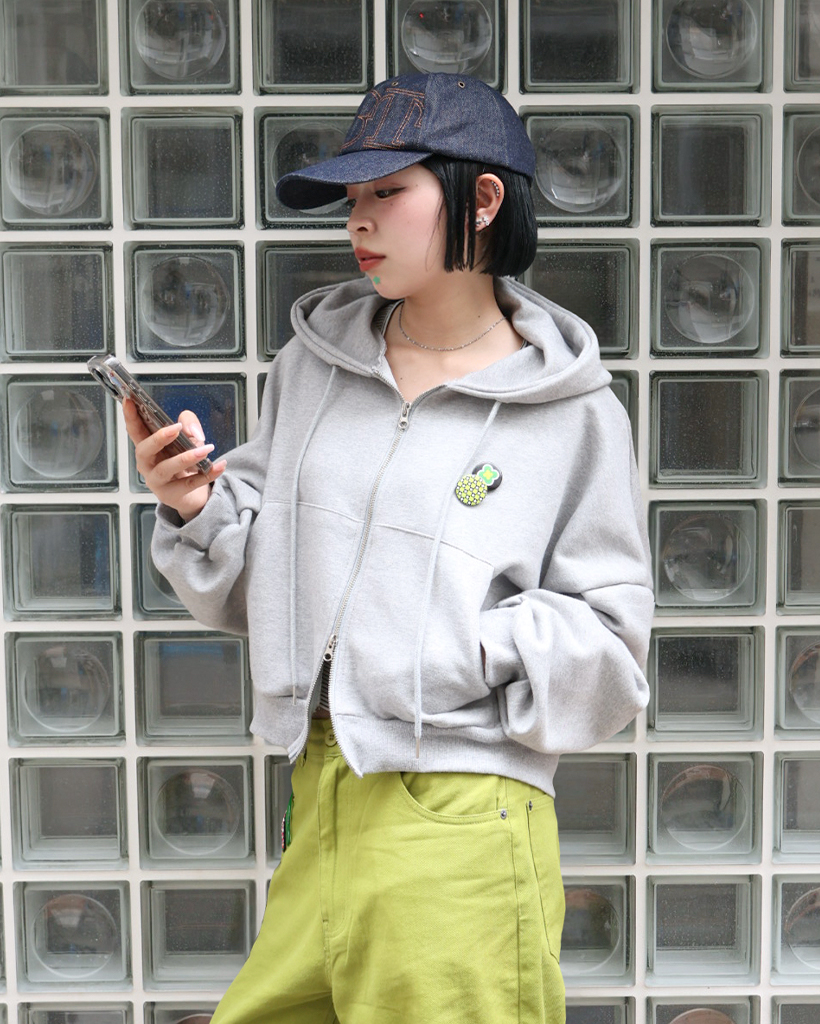 ダブルジップアップシンプルパーカー