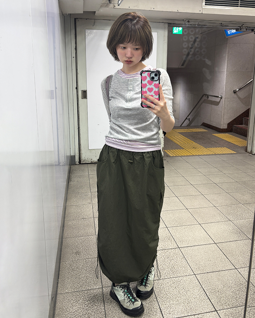 サイドポケットナイロンカーゴスカート