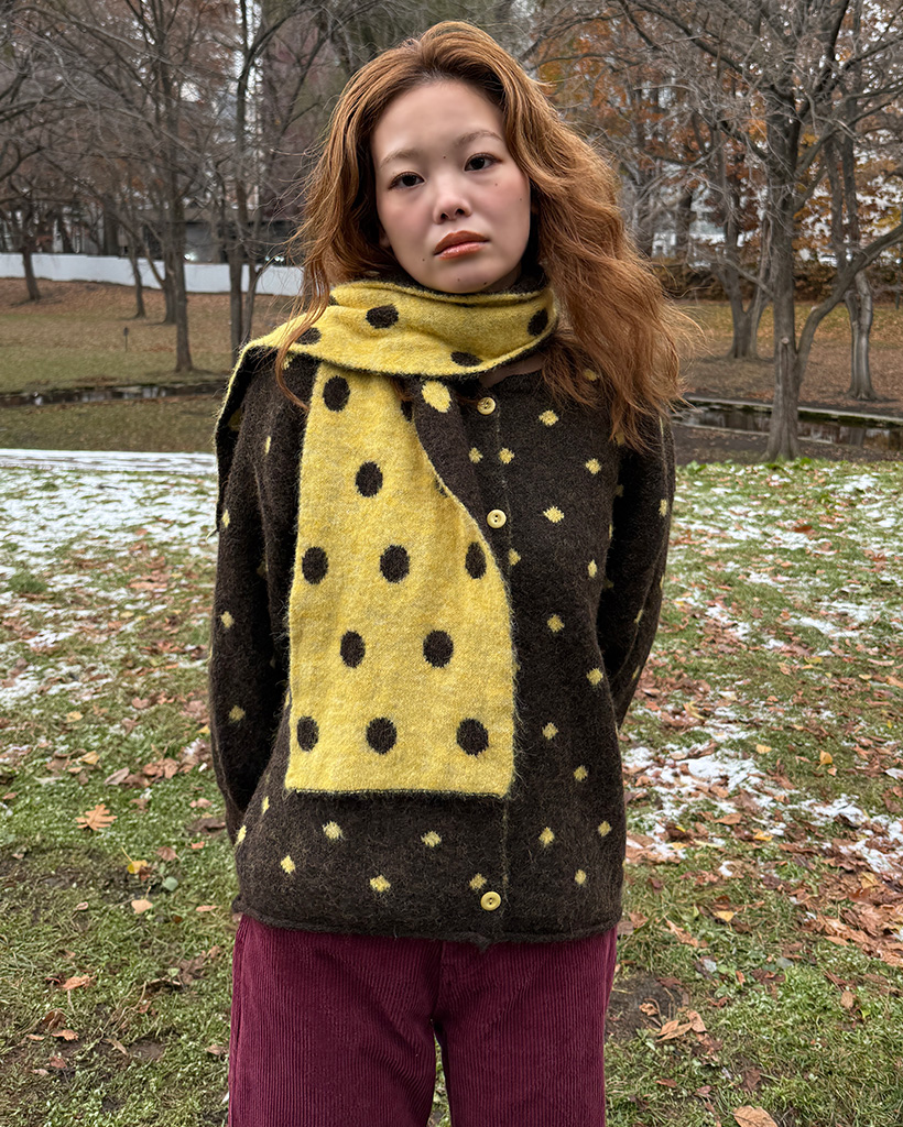 ドットニットカーディガン＆マフラセット
