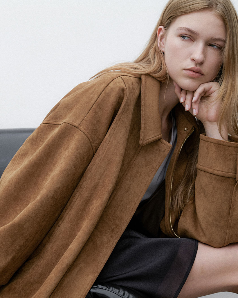 (JP-587)OVERFIT SUEDE SNAP BUTTON BLOUSON