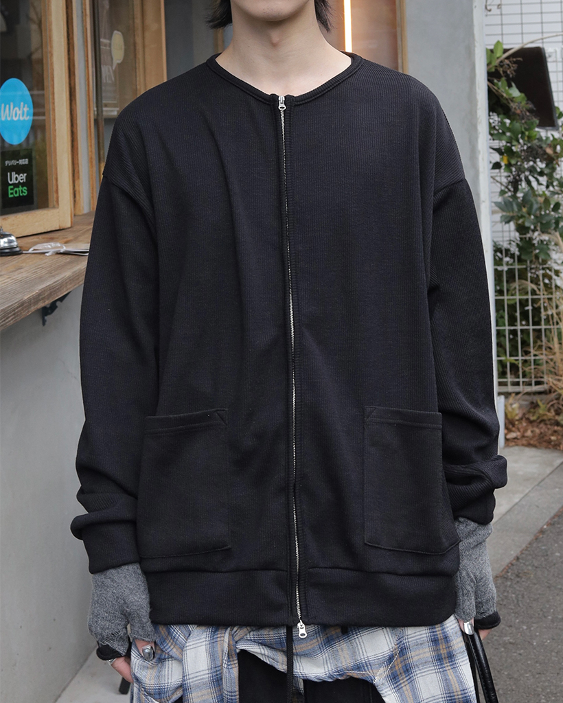 リブポケットニットジップアップ