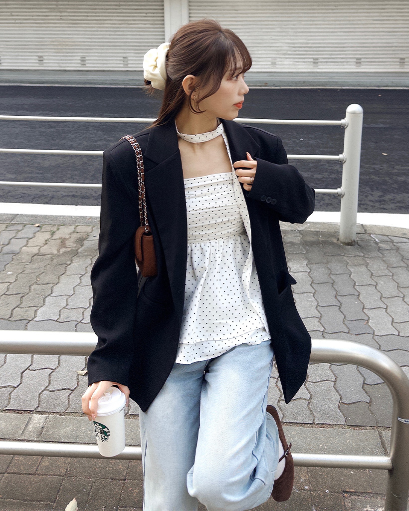 スカーフセットドットデザインノースリーブ