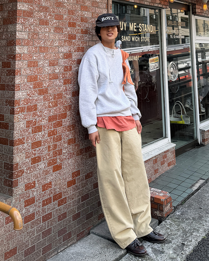 （ユニセックス）ルーズフィットラウンドコットンパンツ