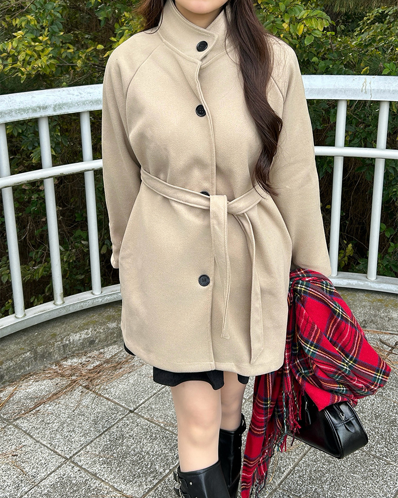 ベルトセットハイネックハーフコート | ファッション通販サイト NUGU
