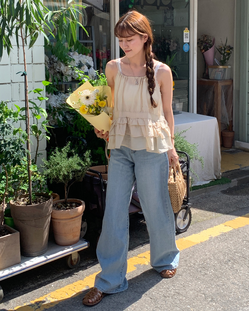 ウォッシュドワイドデニム