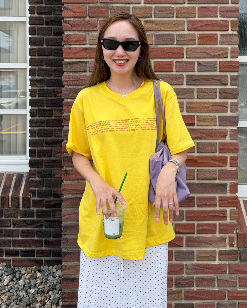 オーバーフィットレタリングハーフスリーブTシャツ