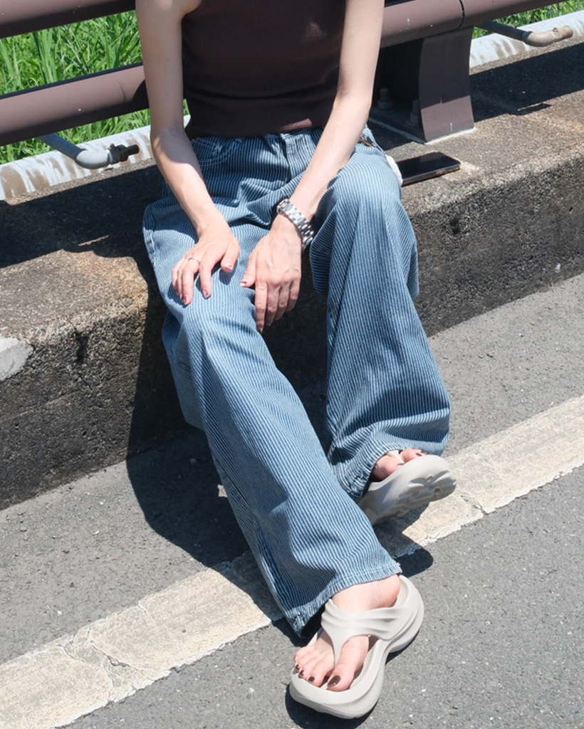 ストライプデザイン デニムパンツ パッチポイントストライプデニムパンツ | ファッション通販