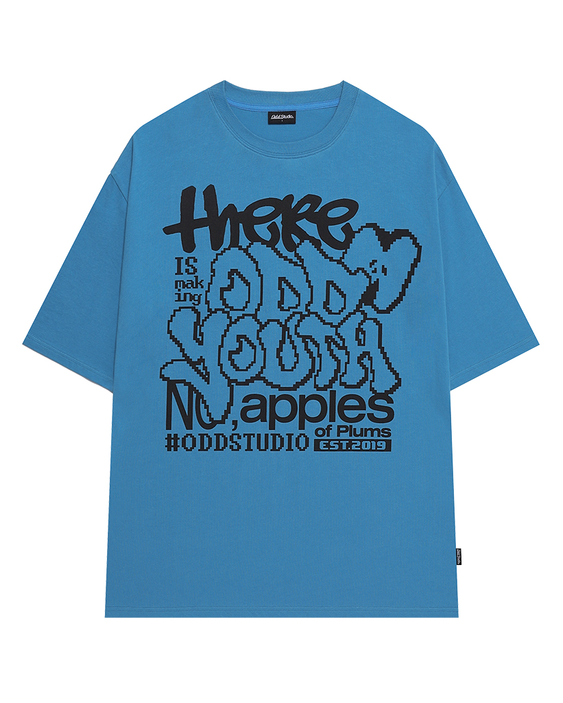 Apple Pixel Graphic Overfit T-Shirt - VINTAGE BLUE
