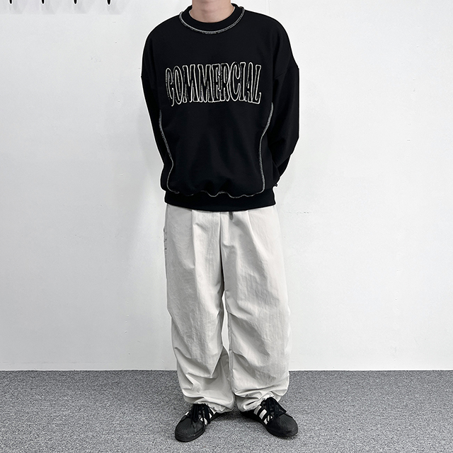 新品 SATUR メランジアイボリー スウェット L