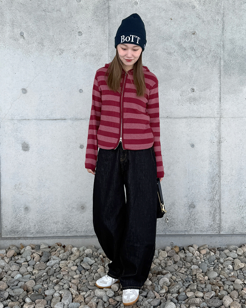 サイドバックル生デニムワイドパンツ