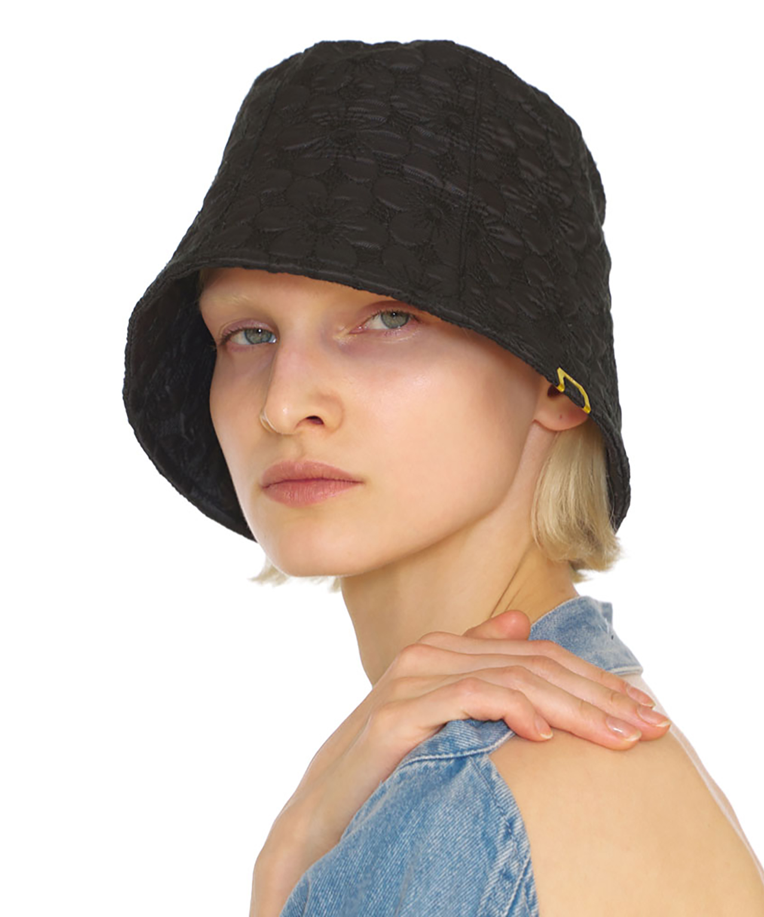 STAND BUCKET / BONDED FLOWER / BLACK(冬 ﾀﾞウン ﾊﾞケットハット