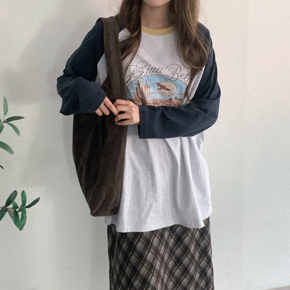 プリントラグランオーバーサイズTシャツ