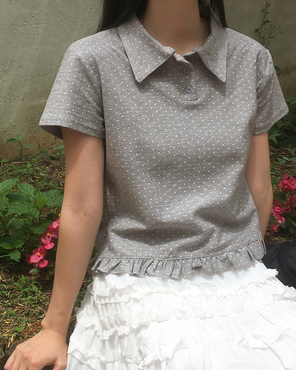 バボラグレー フリル付き 半袖Tシャツ バボラグレー フリル付き 半袖Tシャツ n'OrLABEL袖フリルTシャツ