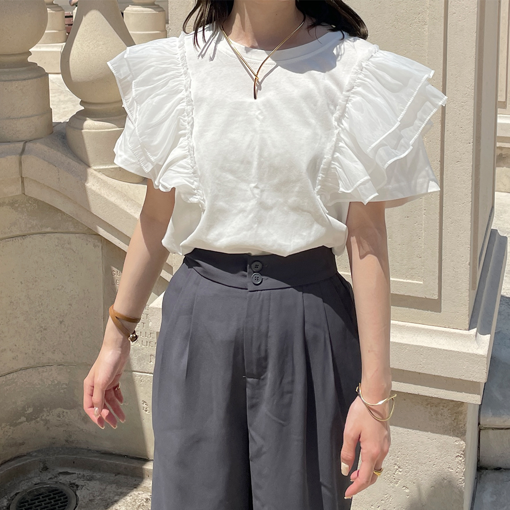tシャツ シフォンデザインショルダートップス レディース wlp-lady109-1.jpg