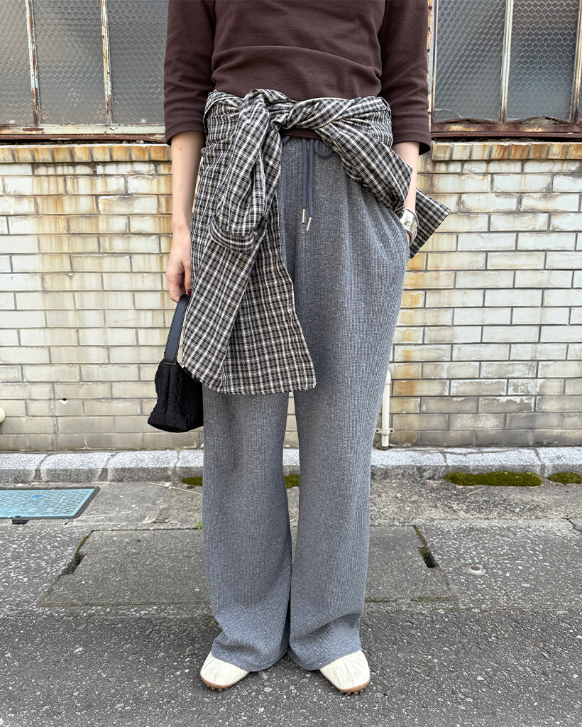 ワッフルワイドイージーパンツ
