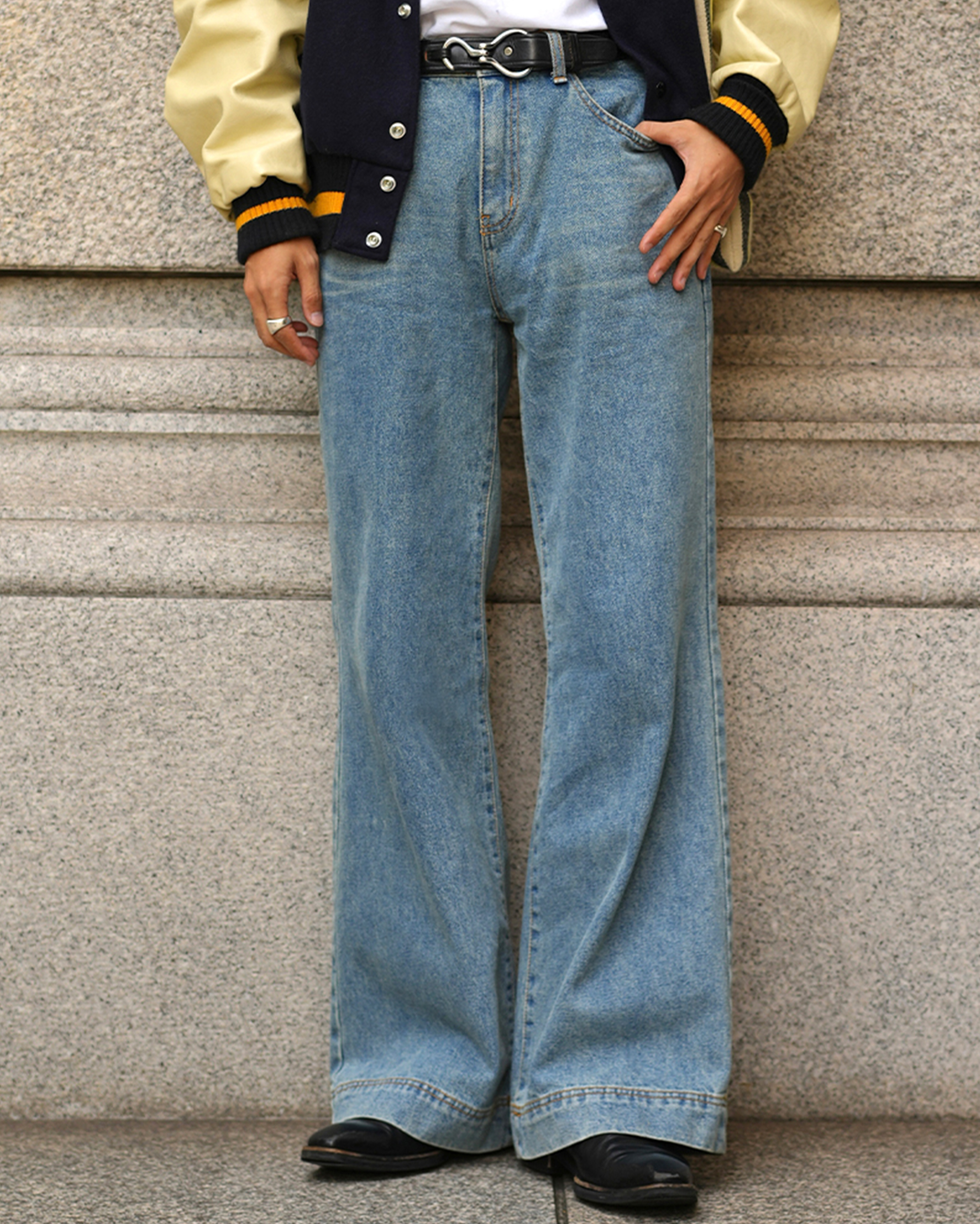 qung ボリュームupピーチフレアdenim qung ボリュームupピーチフレアdenim
