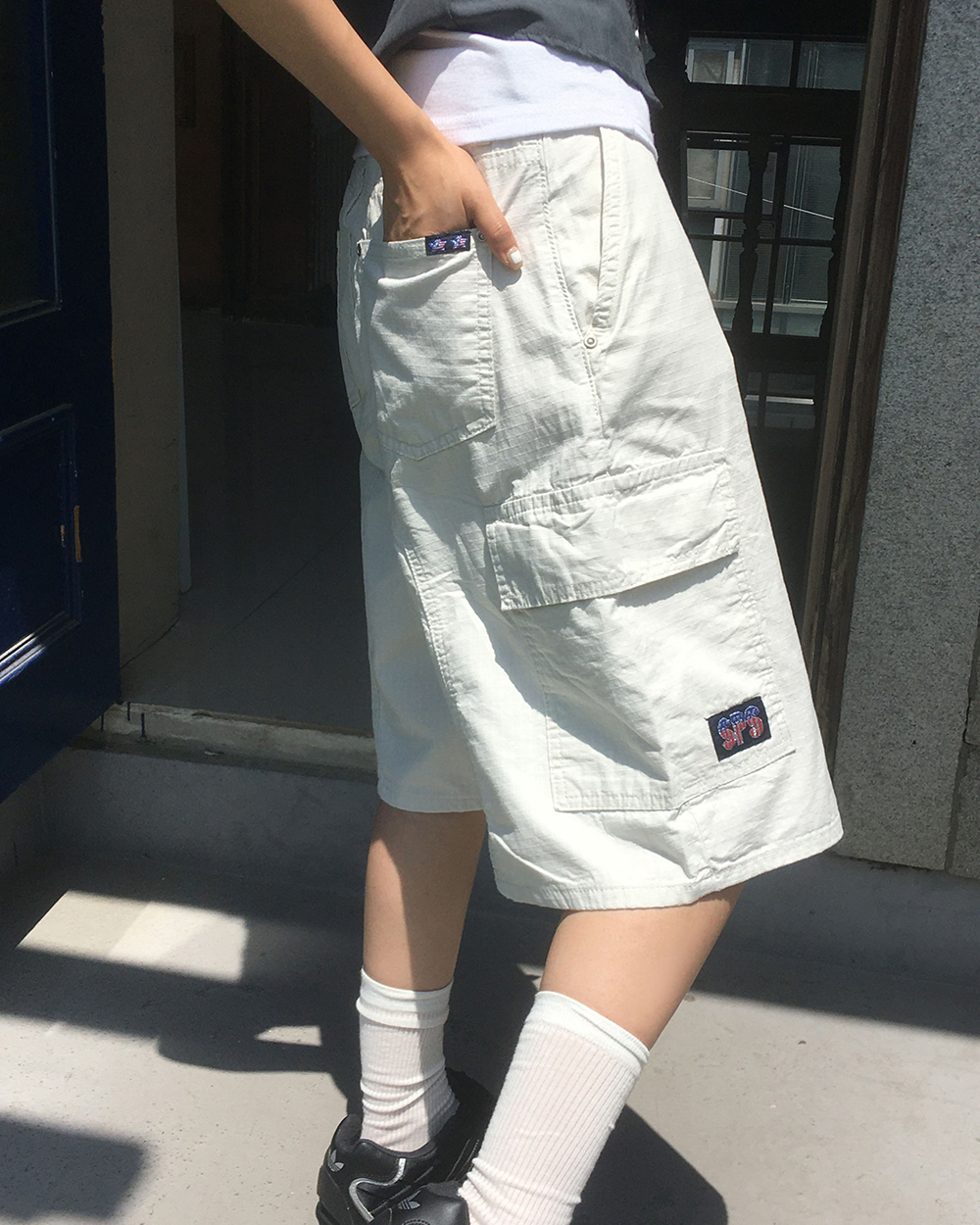 グリッドチェックカーゴハーフパンツ