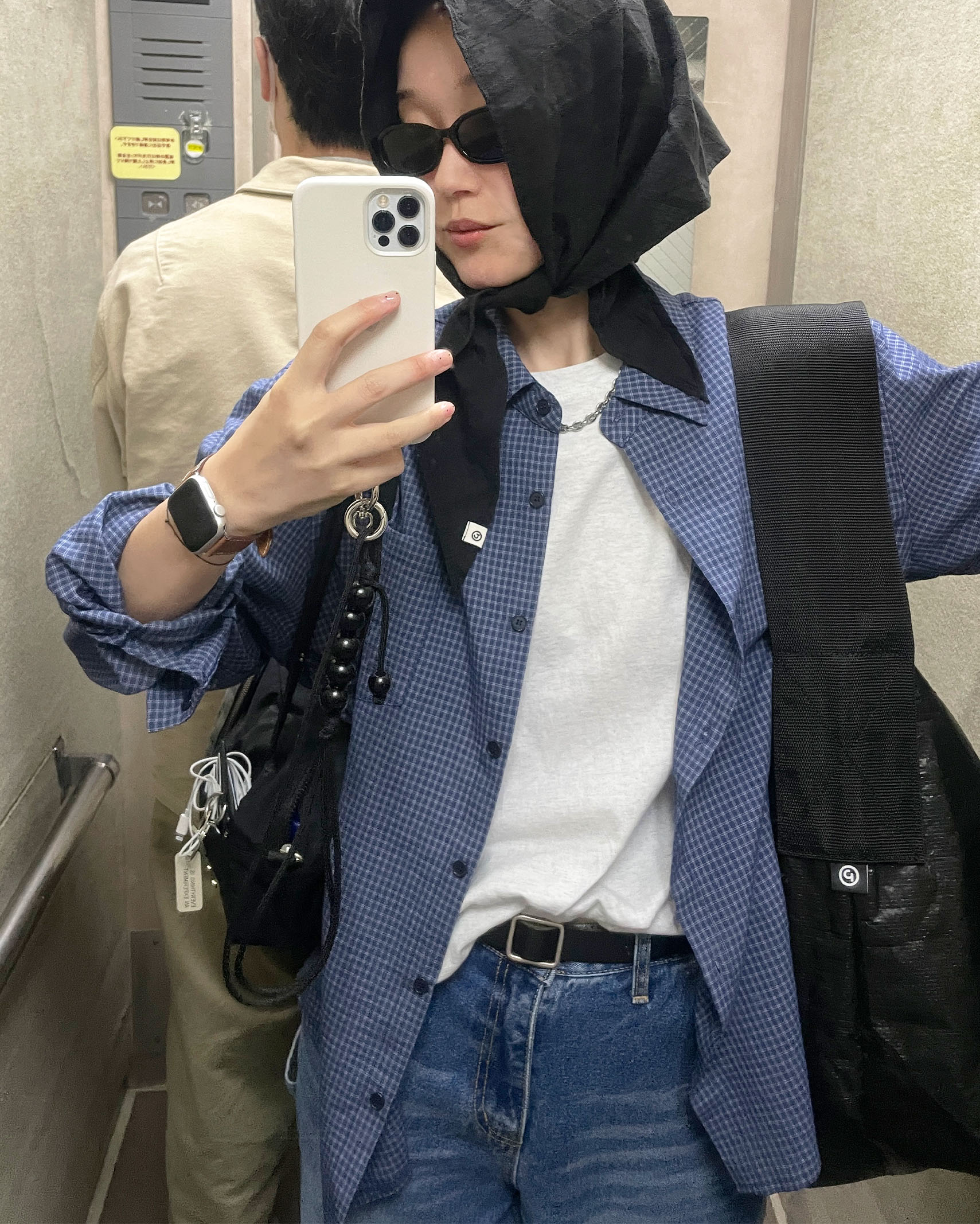 リネンチェックシャツ