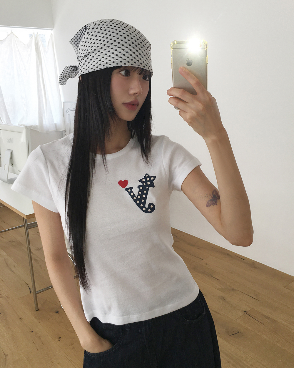 9090 ドットプリント 半袖Tシャツ 9090 ドットプリント 半袖Tシャツ ドットプリント半袖Tシャツ