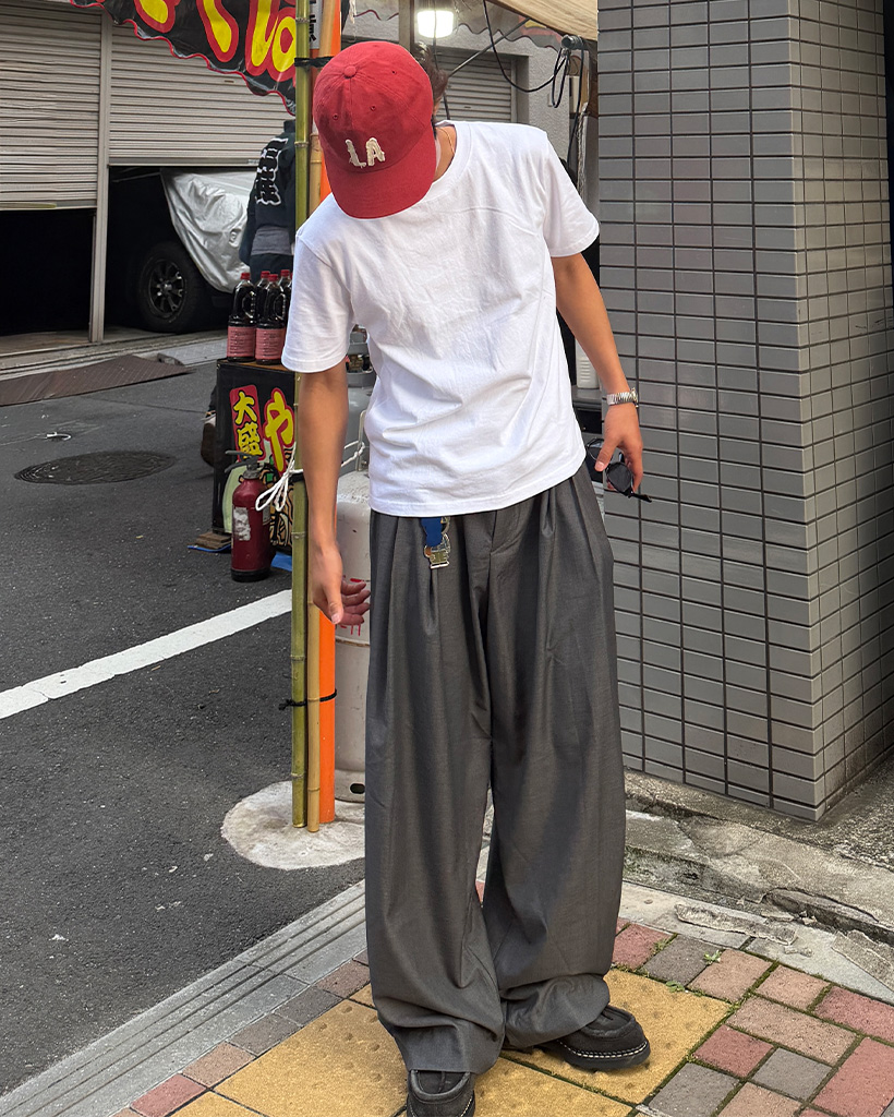 隠しフックピンタックワイドスラックス