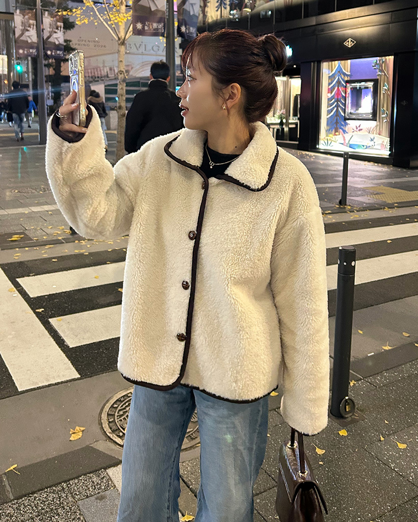 バイカラーラインボアジャケット