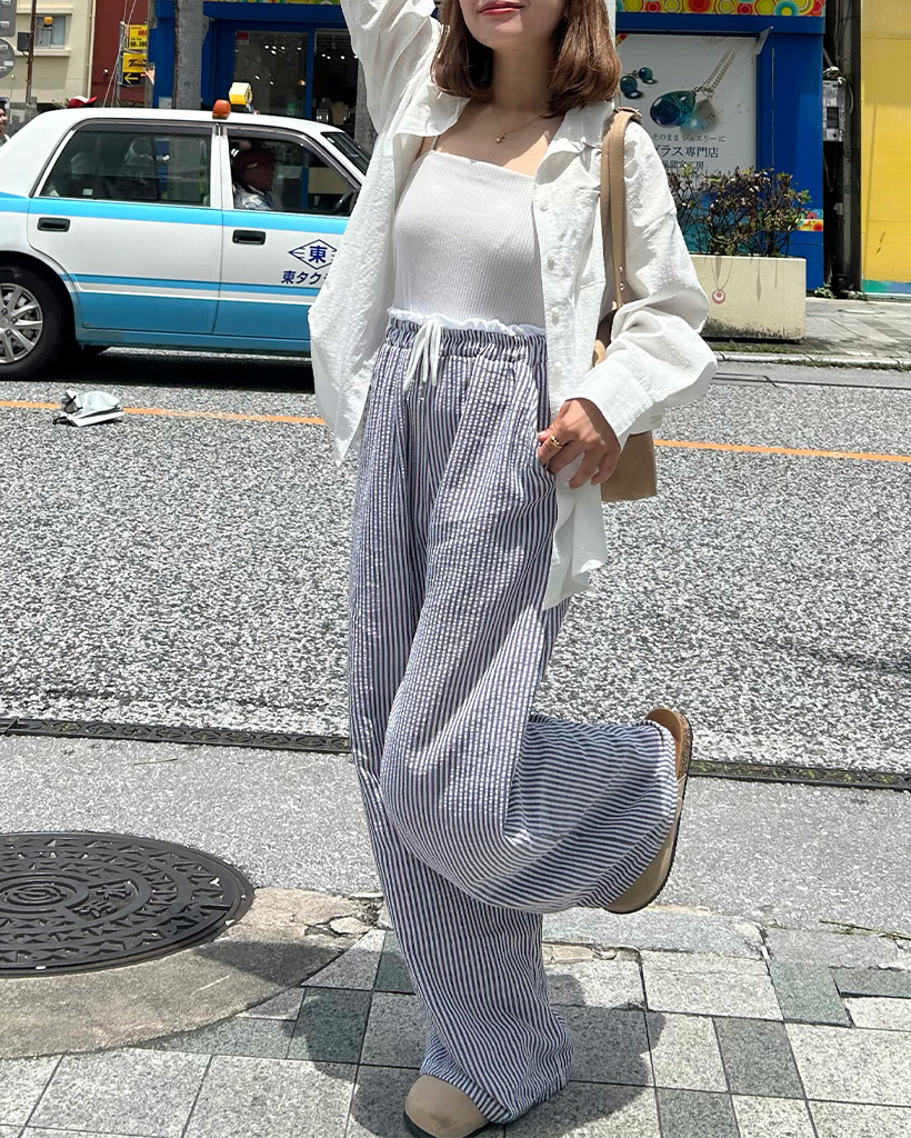 ストライプワイドパンツ